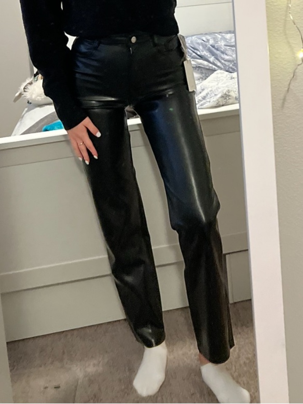 Aritzia Wilfred Black Melina Faux Leather Pants